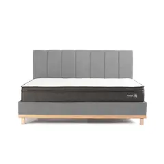 ESSENZA - Set Base + Cabecero + Colchón Prime Pocket Star King Gris Oscuro -