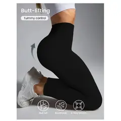 FIT - Leggins Deportivo Gym Y Yoga Mujer Negro Acanalado