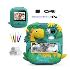 GENERICO - Cámara Instantánea Infantil Diseño Dinosaurio Impresión en Blanco y Negro