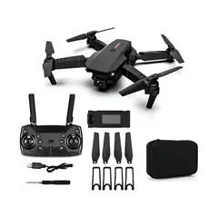 GENERICO - Drone E88 para principiantes HD1080MP WiFi color negro