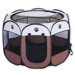 MASCOTIK - CORRAL PORTATIL PARA MASCOTAS PREMIUM CALIDAD INUGUALABLE CAFE