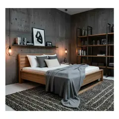 22 GRADOS DECORACION - Cama Set King Size en roble 210cm x 208cm para un Colchón de 200x 200cm