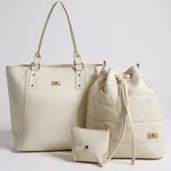 KARLA CHACON - Set De Bolsos Para Mujer Bolso Tote Mila + Bolso Manos Libres Nena + Monedero Beige