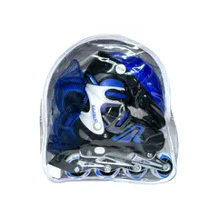 BLADERUNNER - Patines En Linea Semiprofesionales Kit Blades Con Protecciones Azul XS 27 Ajustables a 30