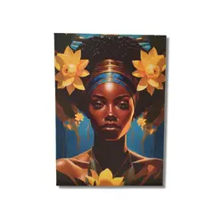 GENERICO - Lienzo Cuadro Arte Reina Dorada Belleza Africana 60X43CM