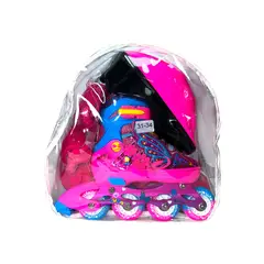 BLADERUNNER - Patines En Linea Semiprofesionales Kit Luna Con Protecciones XS 27 Ajustables a 30