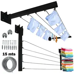 ONE PIXEL - Tendedero De Ropa Plegable De Cuerda 15 mts Resistente Reforzado