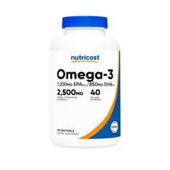 NATURAL ENERGY PRODUCTS - Nutricost Omega-3 2500 Mg 120 Cápsulas Epa 1200mg Dha 850mg