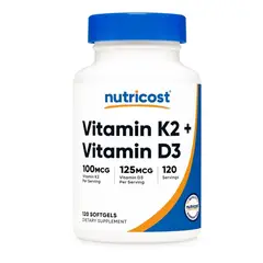 GENERICO - Suplemento Nutricost De Vitamina K2 100mcg + Vitamina D3 125mcg 120 Servicios