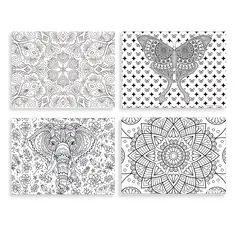 POR EJEMPLO DISEÑO Y DECORACION - 4 Individuales De Mesa Mándalas para Colorear