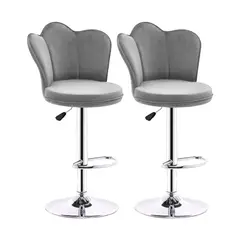 GENERICO - Set X2 Silla Bar Butaco Alta Giratoria Barra Cocina Gris