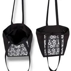 XIAN SHOES - Combo Ultraliviano Flor Blanca Negra con Bolso en Lona