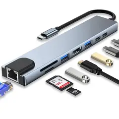 PIX LINK - HUB USB-C 8 EN 1 convertidor