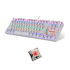 REDRAGON - Teclado K552W KUMARA KR Blanco Switch Red con Construcción Robusta y Activación Suave