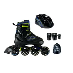 CHICOS - Patines En Linea Semiprofesionales Kit Skate Con Protecciones Negro S 28 Ajustables a 32