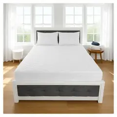 HOGARETO - Protector Colchón Cama Queen 160x190cm + 2 Fundas Acolchadas.-9001