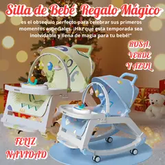 BEBESITOS - SILLA MECEDORA BEBE CON COMEDERO 5 EN 1 REGALO DICIEMBRE COLOR AZUL