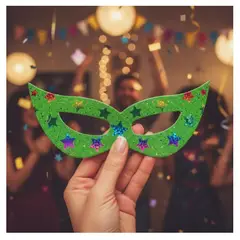 INFANTILES CAJUROMIX - Antifaz Holográfico Para Fiestas Y Eventos X 24 Und - Verde estrellas