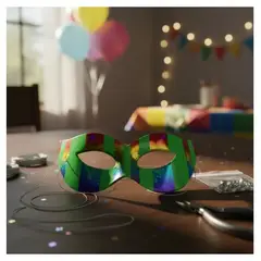 INFANTILES CAJUROMIX - Antifaz Holográfico Para Fiestas Y Eventos X 24 Und - Verde Rayas