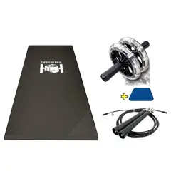 DEPORTES CBM - Kit Set Abdominales Colchoneta Deportiva + Rodillo Doble rueda De Goma + Lazo Cuerda De Salto