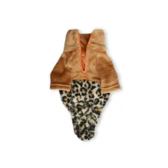 WAWAW - Saco M cuello alto cremallera bisonte animal print con corte camel para larguitos