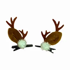 GENERICO - Pinzas Hebillas Navideñas Diseño Venado para Cabello x 1 Par