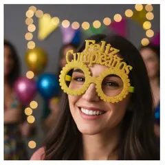 INFANTILES CAJUROMIX - Gafas Y Corona De Feliz Cumpleaños Para Fiestas Inolvidables - Dorado