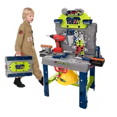 AMERICAN GENERICS - Banco De Herramientas Infantil 2 en 1 con Caja Portátil 132 Accesorios 102A