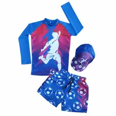 1AMIGO - Traje de baño Infantil Buzo Pantaloneta y Gorra - Fútbol