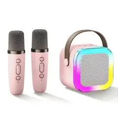 GENERICO - Altavoz Bluetooth Recargable Portátil Con 2 Micrófonos Para Karaoke Led