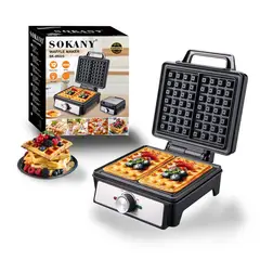 SOKANY - Waflera Electrica Rectangular Doble Regulador De Temperatura
