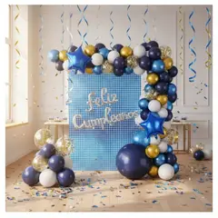 INFANTILES CAJUROMIX - Bouquet De Globos Feliz Cumpleaños - 72 Piezas - Azul Oscuro