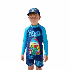 1AMIGO - Traje de baño Infantil Buzo Pantaloneta y Gorra - Surf