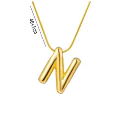 GENERICO - Collar Cadena Con Dije Letra N Tipo Chunky En Rodio