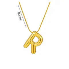 GENERICO - Collar Cadena Con Dije Letra R Tipo Chunky En Rodio