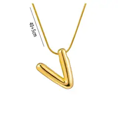 GENERICO - Collar Cadena Con Dije Letra V Tipo Chunky En Rodio