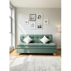 ESTILO Y CONFORT - Sofácama Click Baúl 3 Pocisiones Verde + Cojines