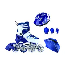 ONWHEELS - Patines En Linea Semiprofesionales Kit Con Protecciones Azul M 34 Ajustables a 38