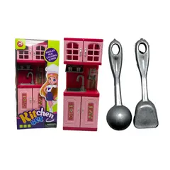 MAZUGI - Mini Cocina De Juguete Accesorios Rosado Para Niñas Portátil