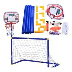 GENERICO - Kit Infantil 2 en 1: Arco de Fútbol y Aro de Básquet con Balones