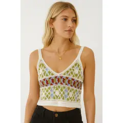 YOGA & GYM - Top tejido femenino estilo crochet fresco y moderno en talla única