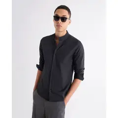 SEVEN SEVEN - Camisa Para Hombre Manga Larga Sin Bolsillo Cuello Neru Color Negro Marca #45012219