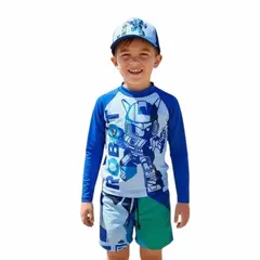 1AMIGO - Traje de baño Infantil Buzo Pantaloneta y Gorra - Robot