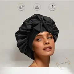 GENERICO - Gorro Tipo Bonnet Satín Licrado Antifrizz Color Negro