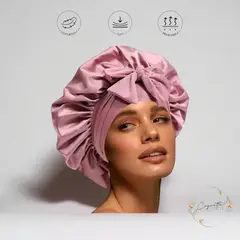 GENERICO - Gorro Tipo Bonnet Satín Licrado Antifrizz Color Oro Rosa