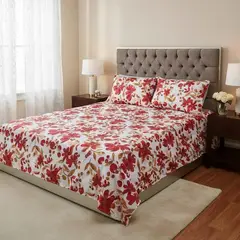 HOGARETO - Sábanas Cama Doble Diseños Exclusivos Y Extrasuaves Diseño De La Tela Flor Blanco - Azul - CelesteFlores