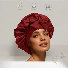 GENERICO - Gorro Tipo Bonnet Satín Licrado Antifrizz Color Rojo