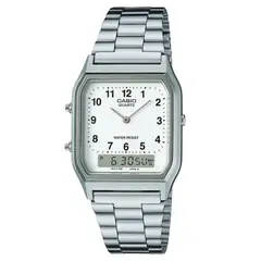 CASIO - Reloj Unisex Vintage AQ-230A-7B Doble Hora Blanco