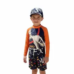 1AMIGO - Traje de baño Infantil Buzo Pantaloneta y Gorra - Dinosaurio