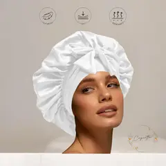 GENERICO - Gorro Tipo Bonnet Satín Licrado Antifrizz Color Blanco